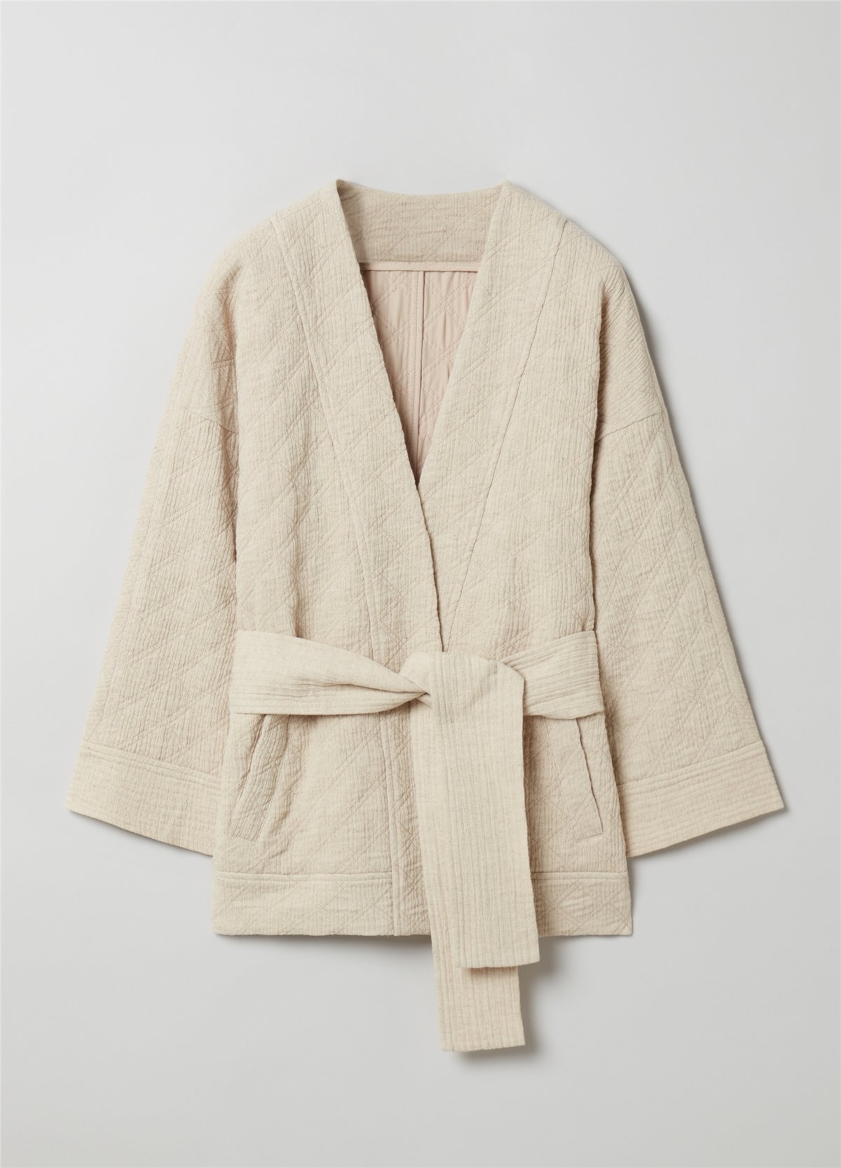 Kemerli Pamuklu Ve Keten Kimono