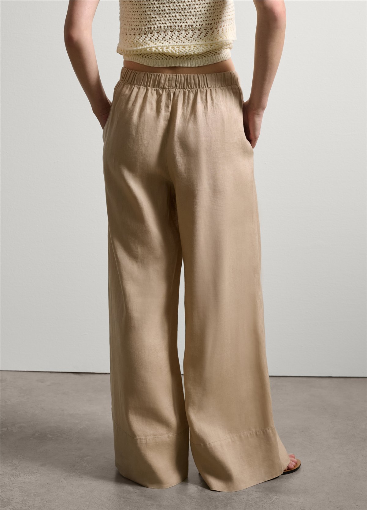 Keten Jogger Bol Paça Bej Pantolon