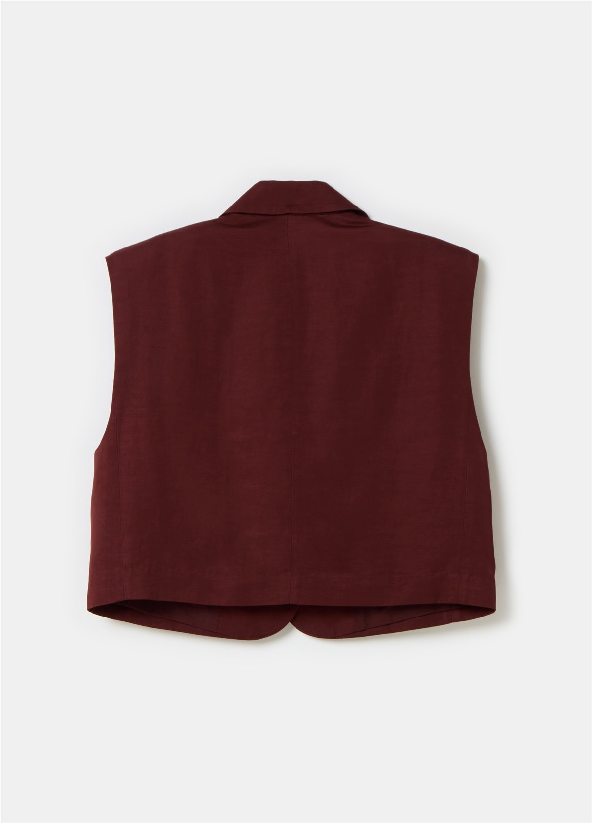 Kısa Kolsuz Ve Kutu Kesim Kahverengi Blazer