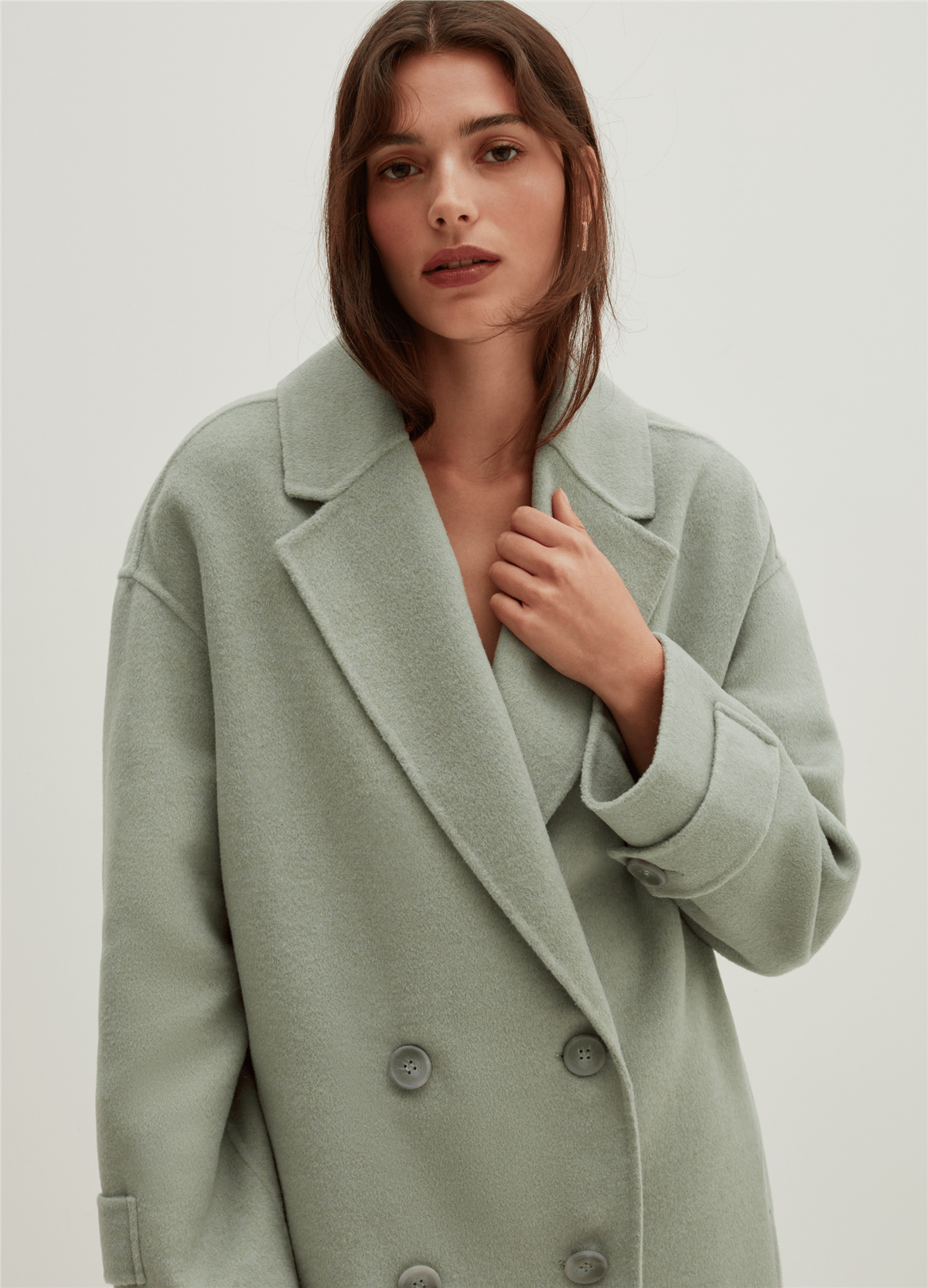 Kısa Oversize Mint Kruvaze Kaban