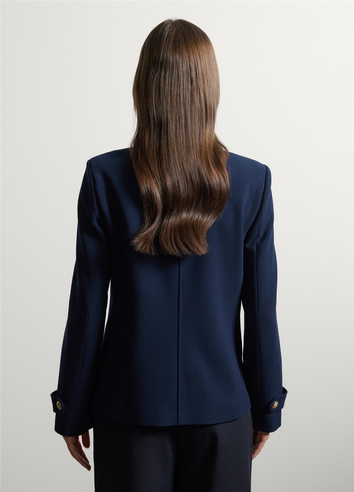 Lacivert Klasik Yaka Regular Fit Esnek Viskon Kruvaze Blazer Ceket