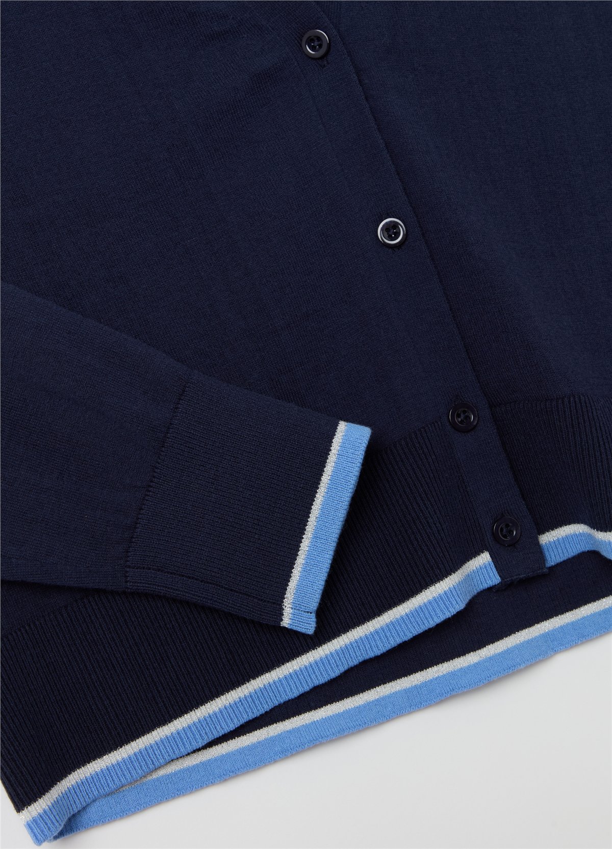 Lurex Şerit Detaylı Crepe Lacivert Hırka