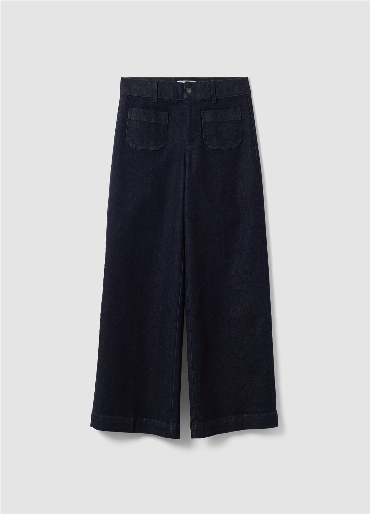 Mavi Bol Paça Esnek Pamuklu Denim Jean