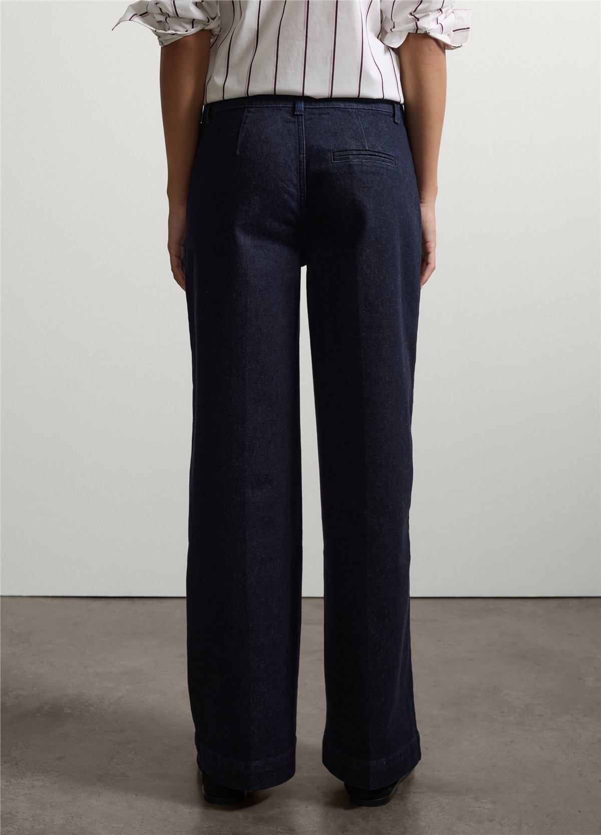 Mavi Bol Paça Esnek Pamuklu Denim Jean