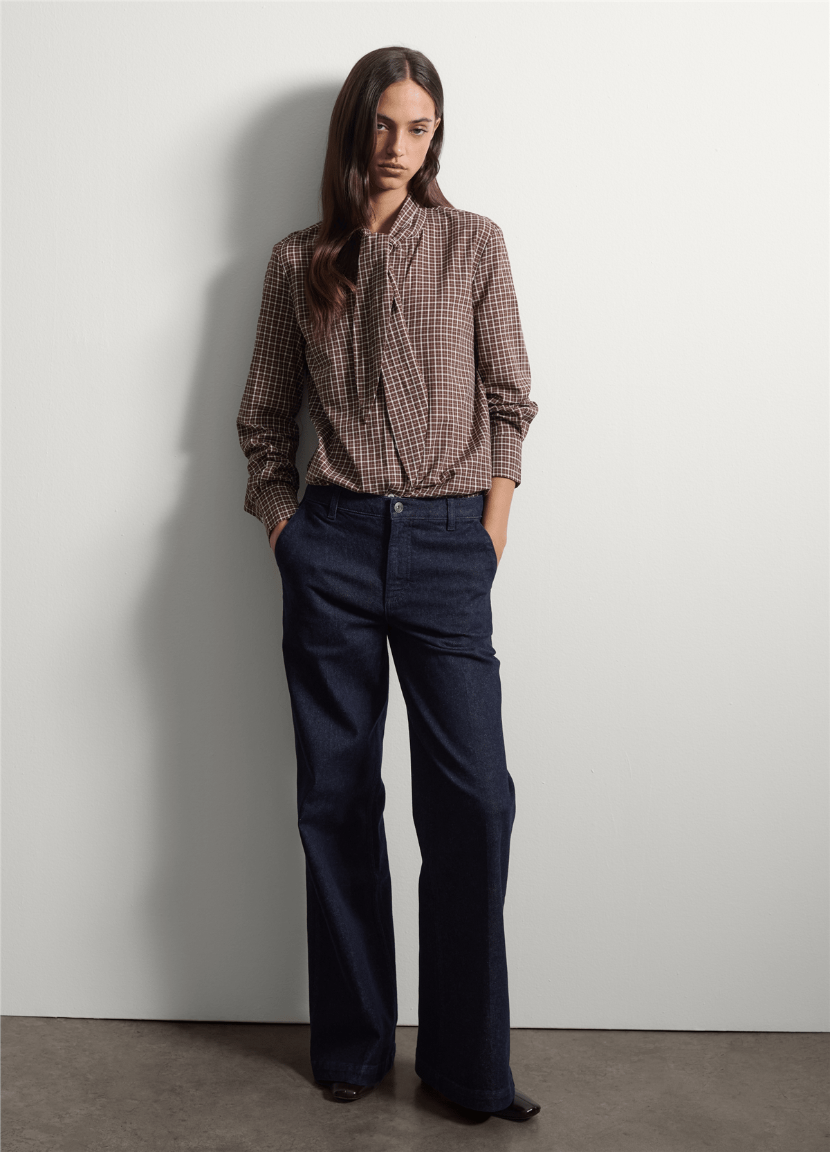 Mavi Bol Paça Esnek Pamuklu Denim Jean
