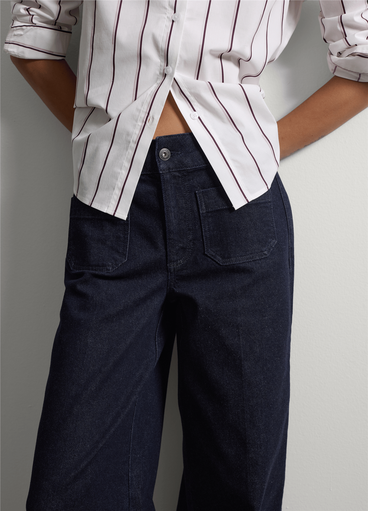 Mavi Bol Paça Esnek Pamuklu Denim Jean