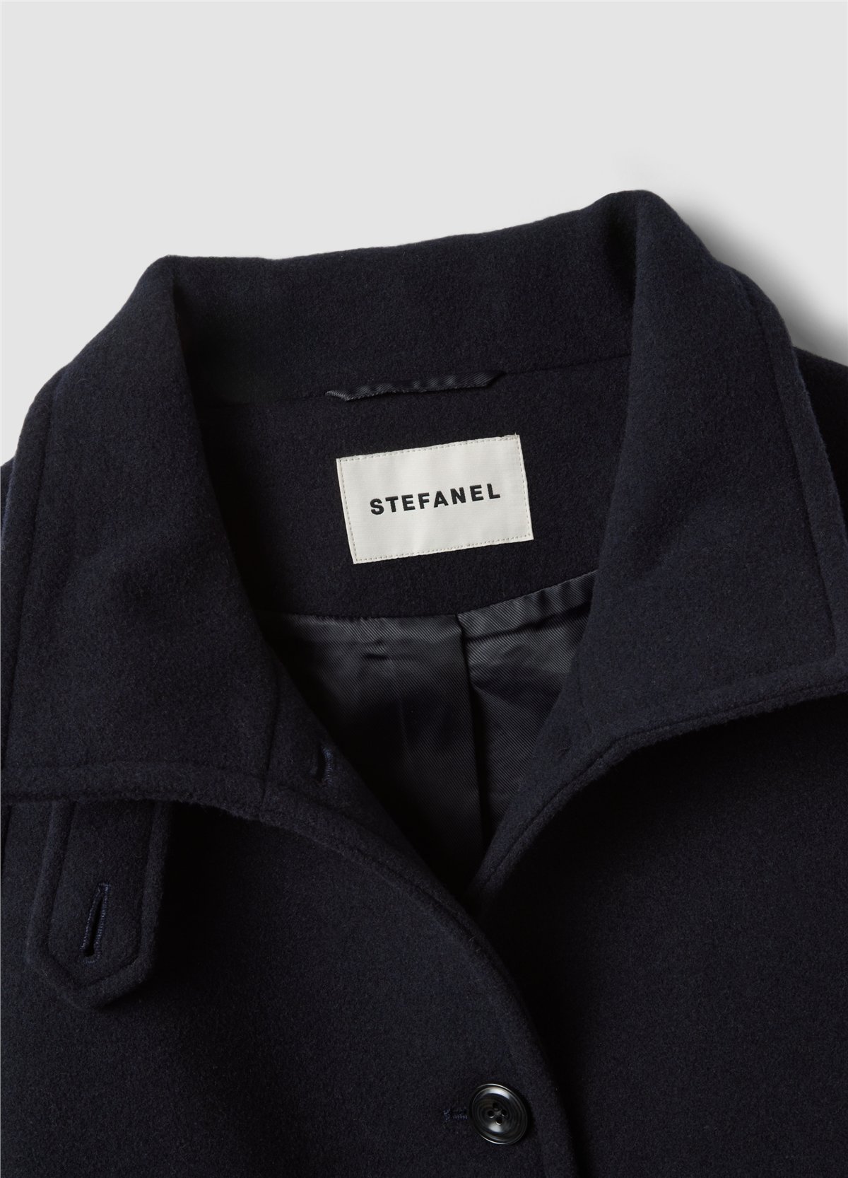 Mavi Dik Yakalı Oversize Fit Yün Karışımlı Ceket