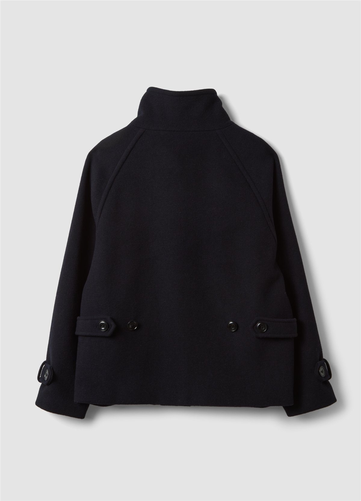 Mavi Dik Yakalı Oversize Fit Yün Karışımlı Ceket