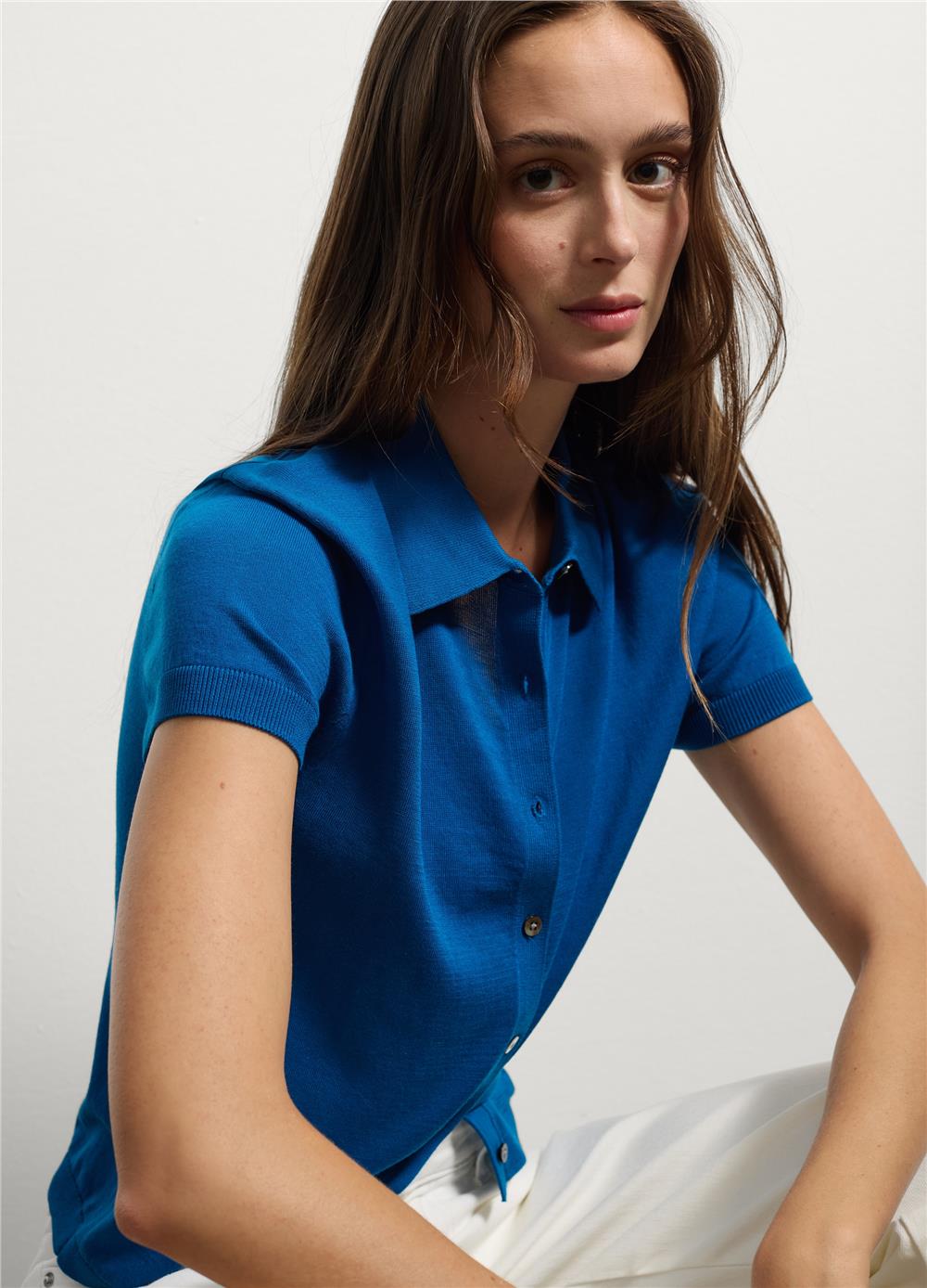 Mavi Düzenli Fit Lyocell Polo
