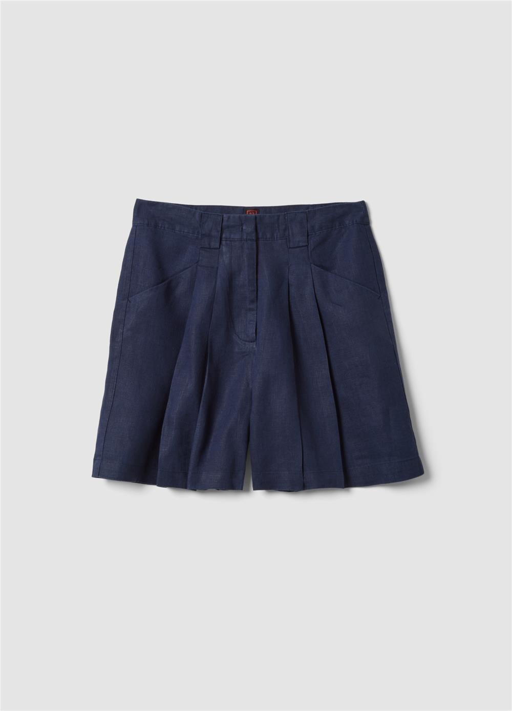 Mavi Keten Regular Fit Şort