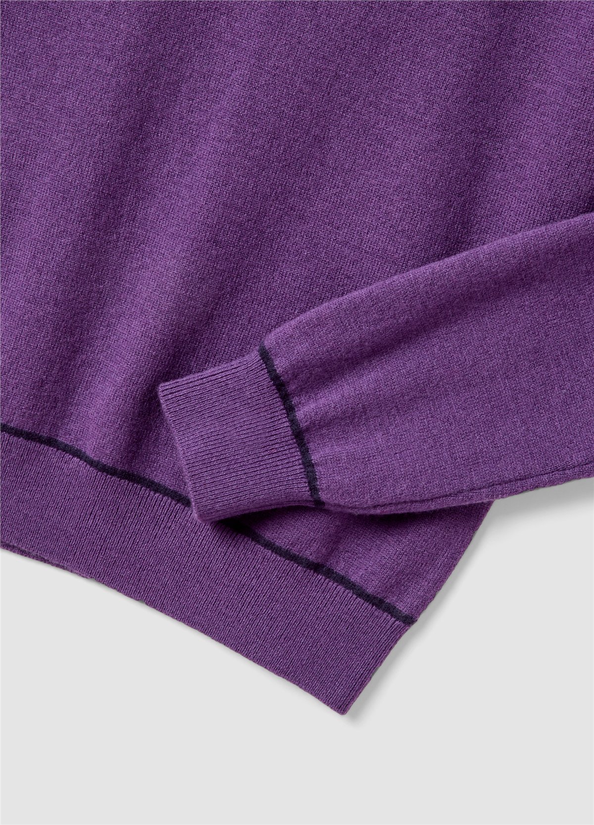 Mor Regular Fit Bisiklet Yaka Saf Yün Kazak
