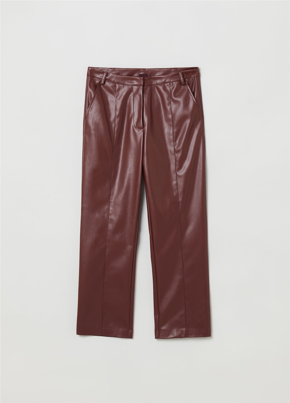 Parlak Görünümlü Bordo Carrot-Fit Pantolon