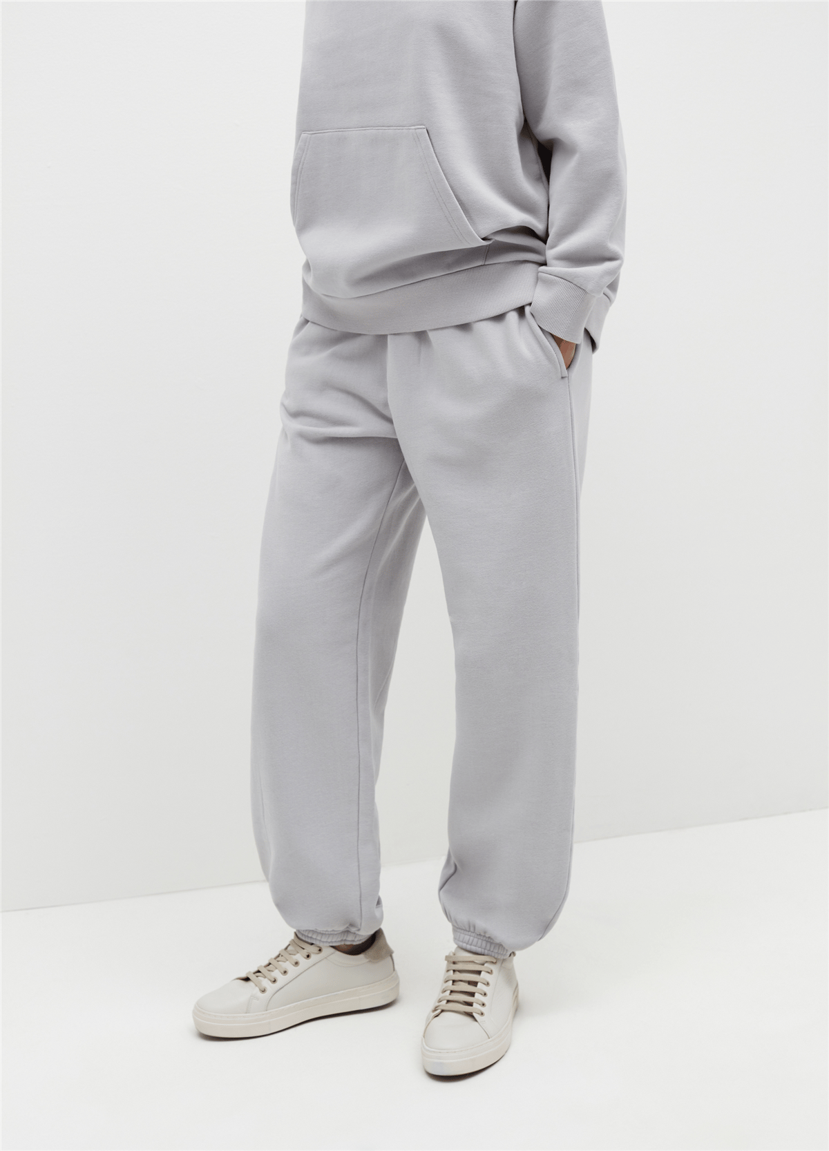 Peluş Açık Gri Jogger Pantolon