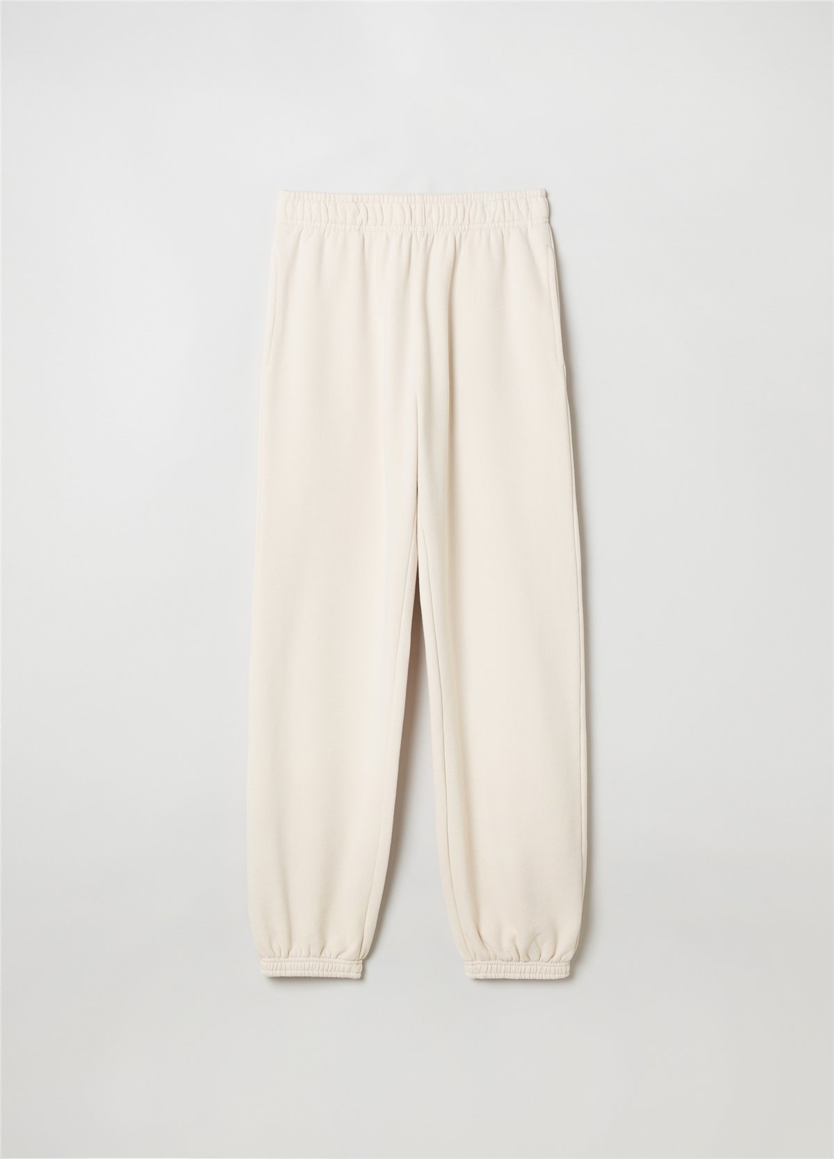 Peluş Kırık Beyaz Jogger Pantolon