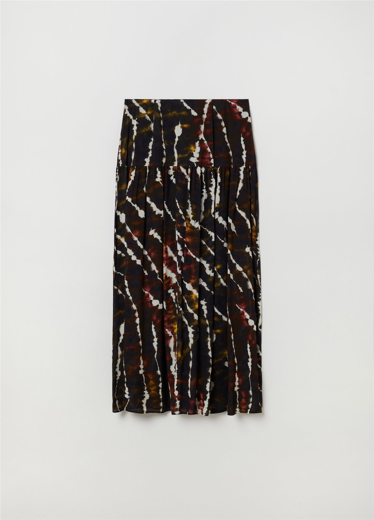 Pileli Batik Desenli Midi Etek