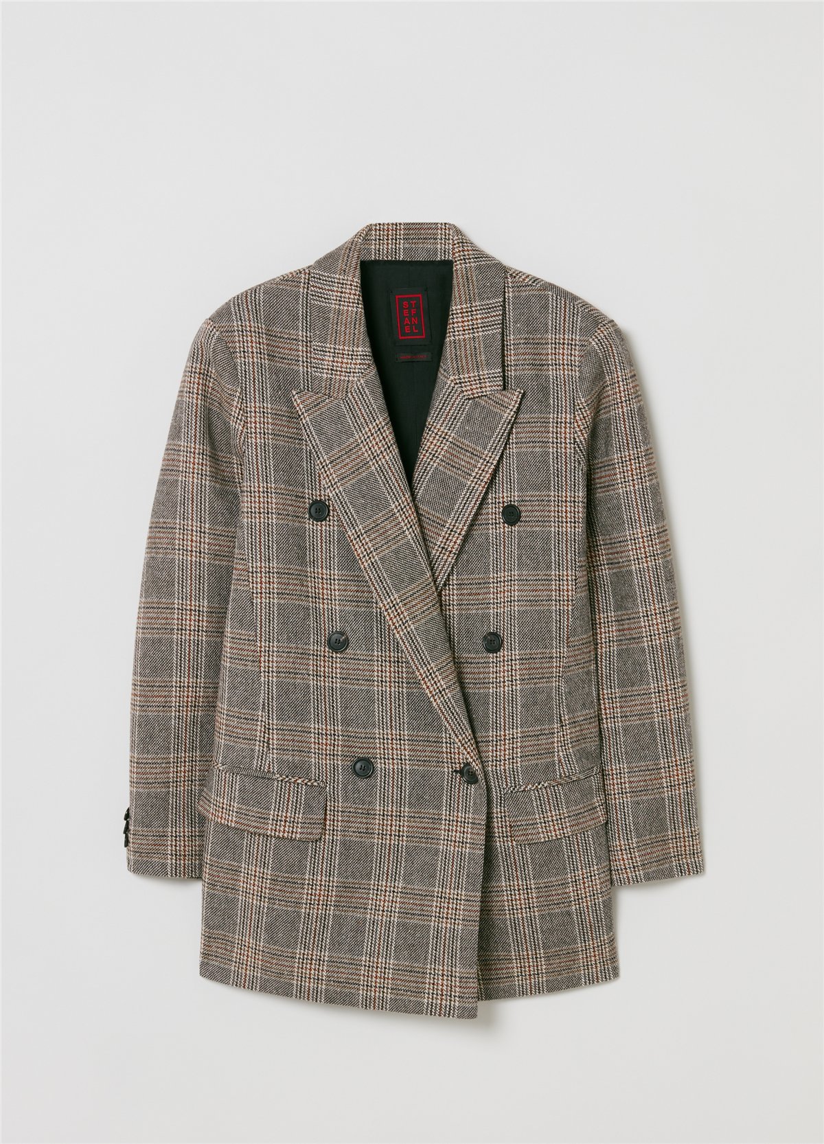 Prince Of Wales Ekose Desenli Kruvaze Blazer Ceket
