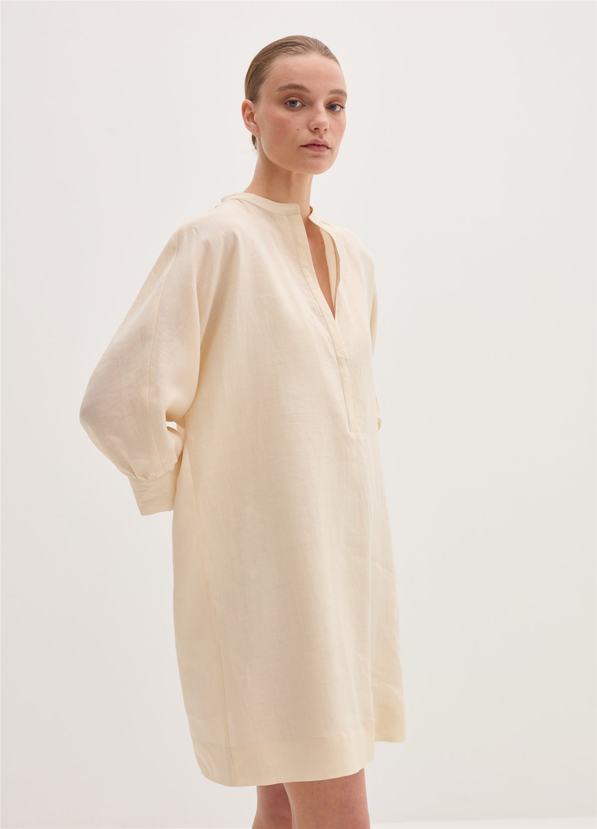 Rami Kumaş Bej Kaftan Elbise