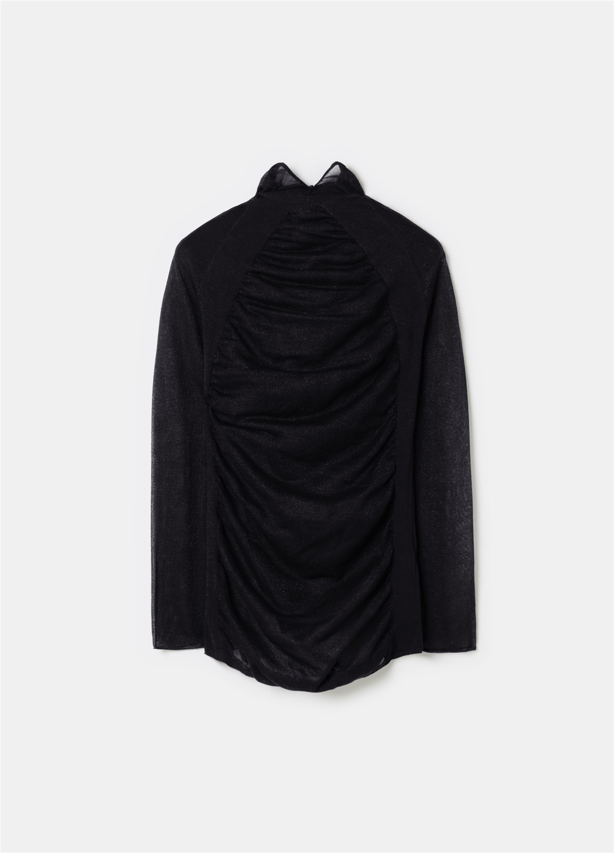 Reglan Kollu Şeffaf Görünümlü Siyah Bluz