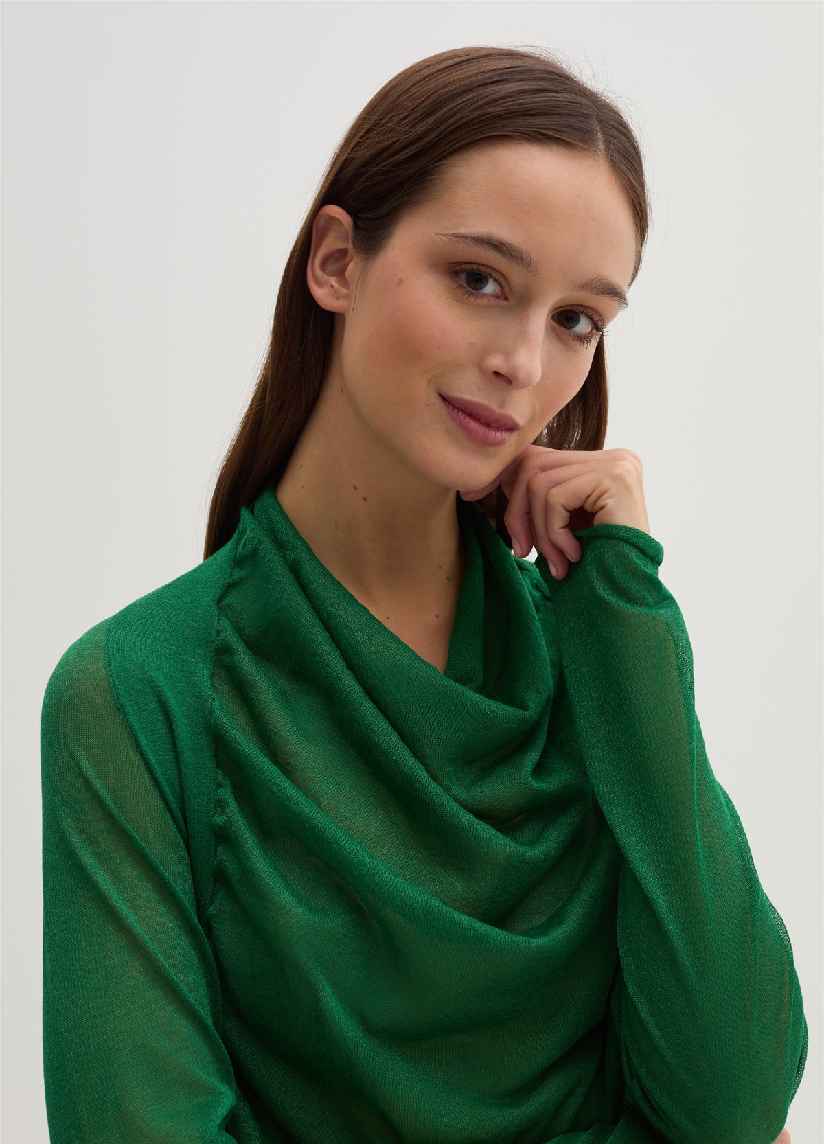 Reglan Kollu Şeffaf Görünümlü Yeşil Bluz