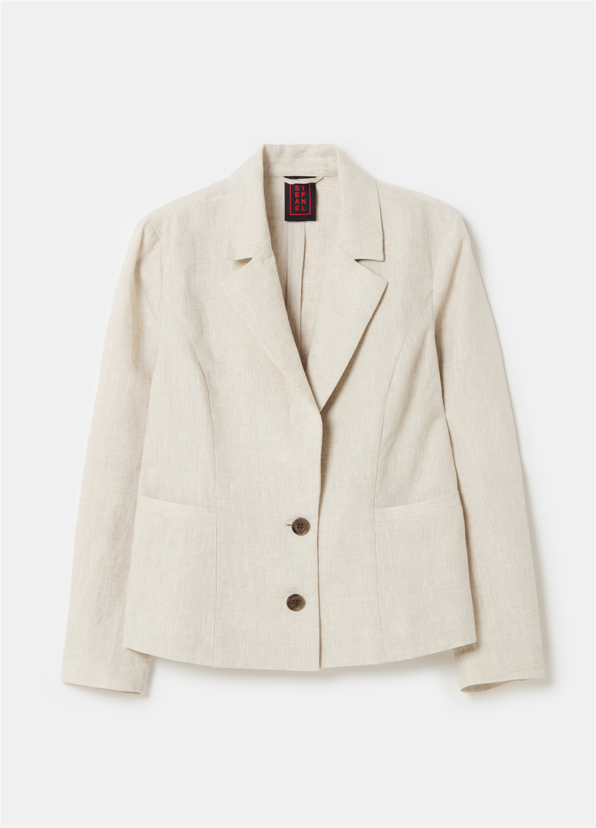 Regular Kesim Düğmeli Bej Blazer Ceket
