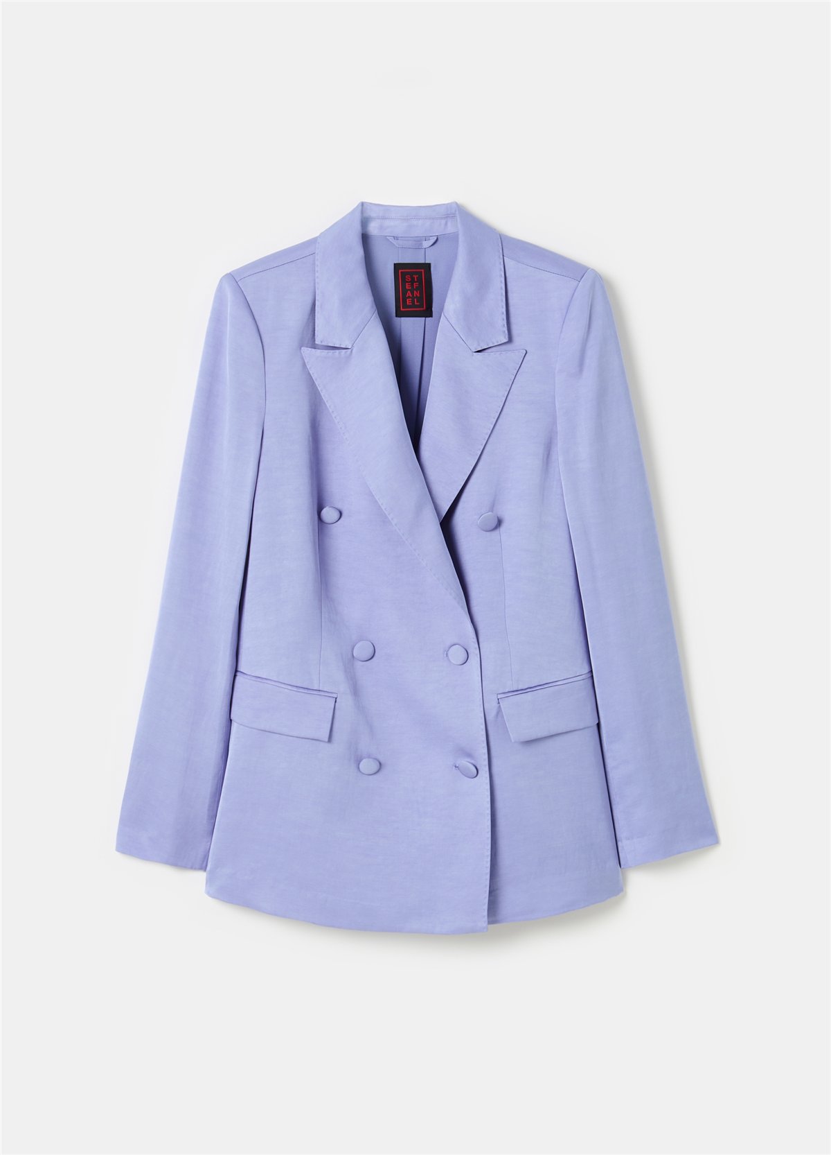 Saten Kruvaze Mavi Blazer