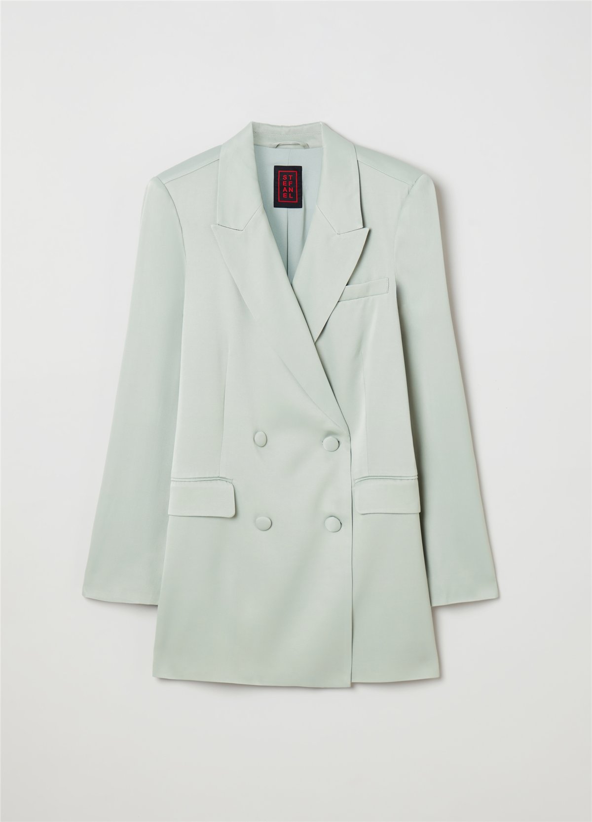Saten Kruvaze Mint Blazer
