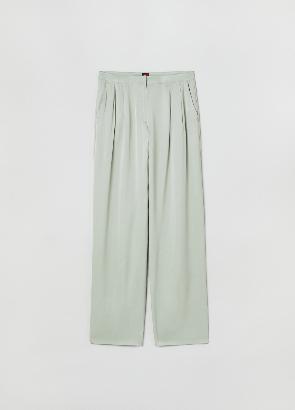 Saten Viskoz Kumaşlı Bol Paçalı Mint Pantolon