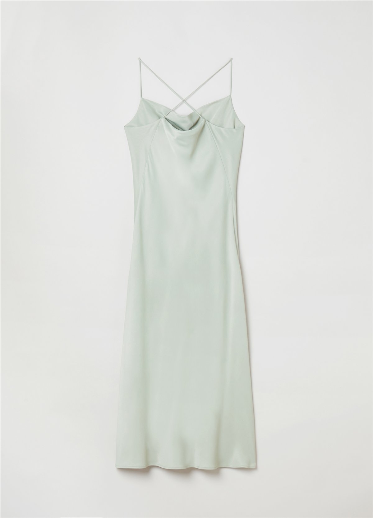 Saten Viskoz Mint Midi Elbise