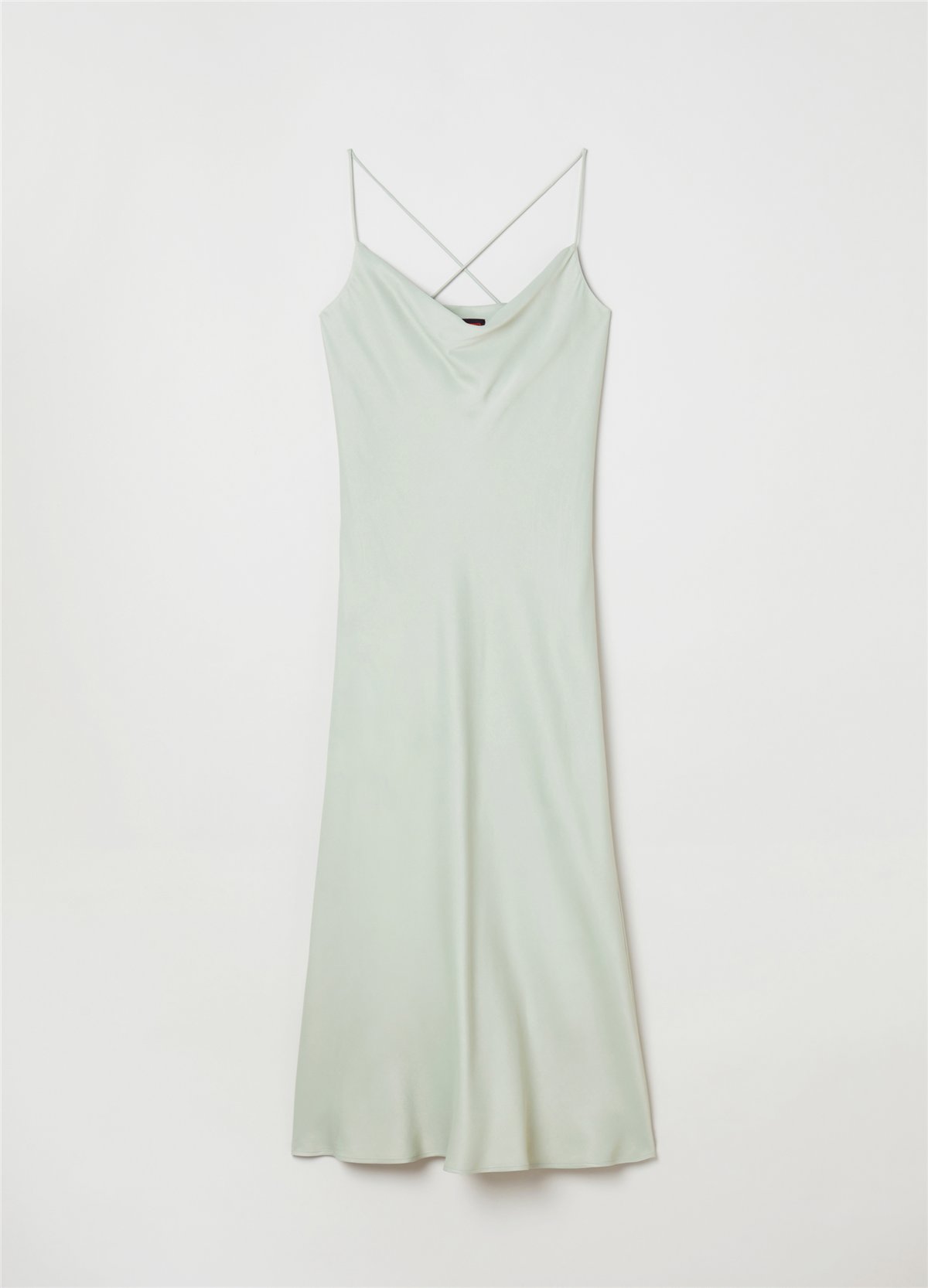 Saten Viskoz Mint Midi Elbise