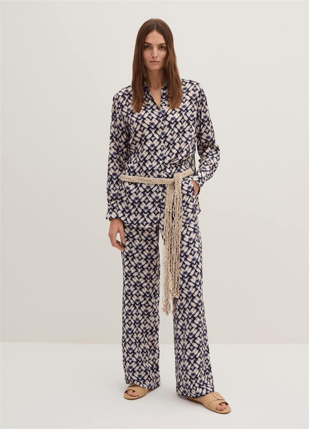 Shibori Baskılı Düz Pantolon