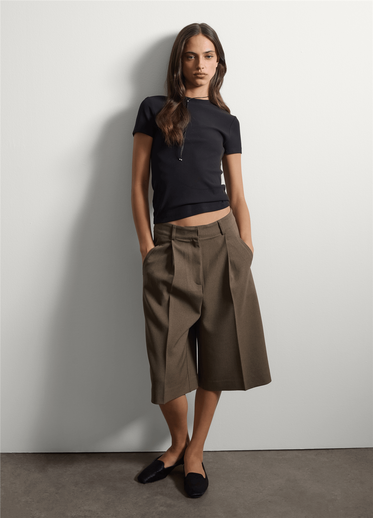 Siyah Dar Kesim Bisiklet Yaka Esnek Pamuklu Tişört