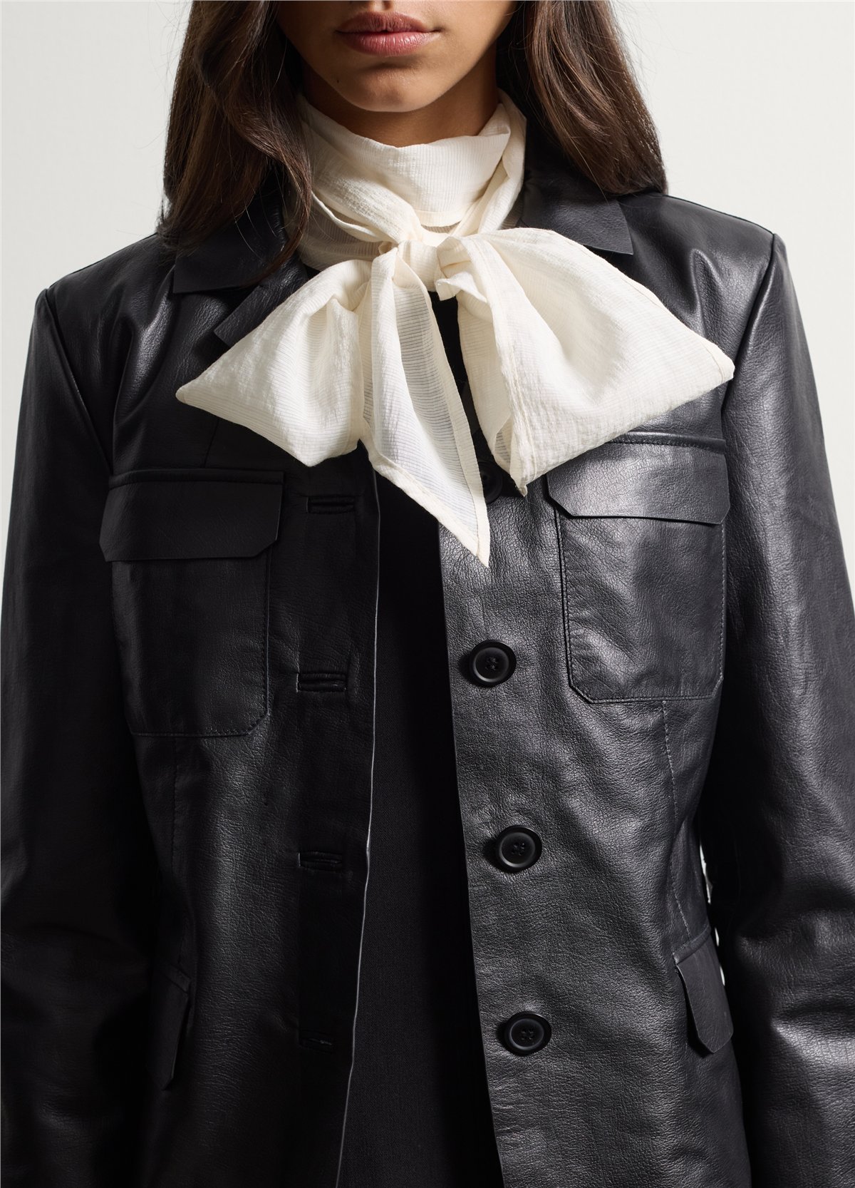 Siyah Hakiki Deri Klasik Yaka Regular Fit Blazer Ceket