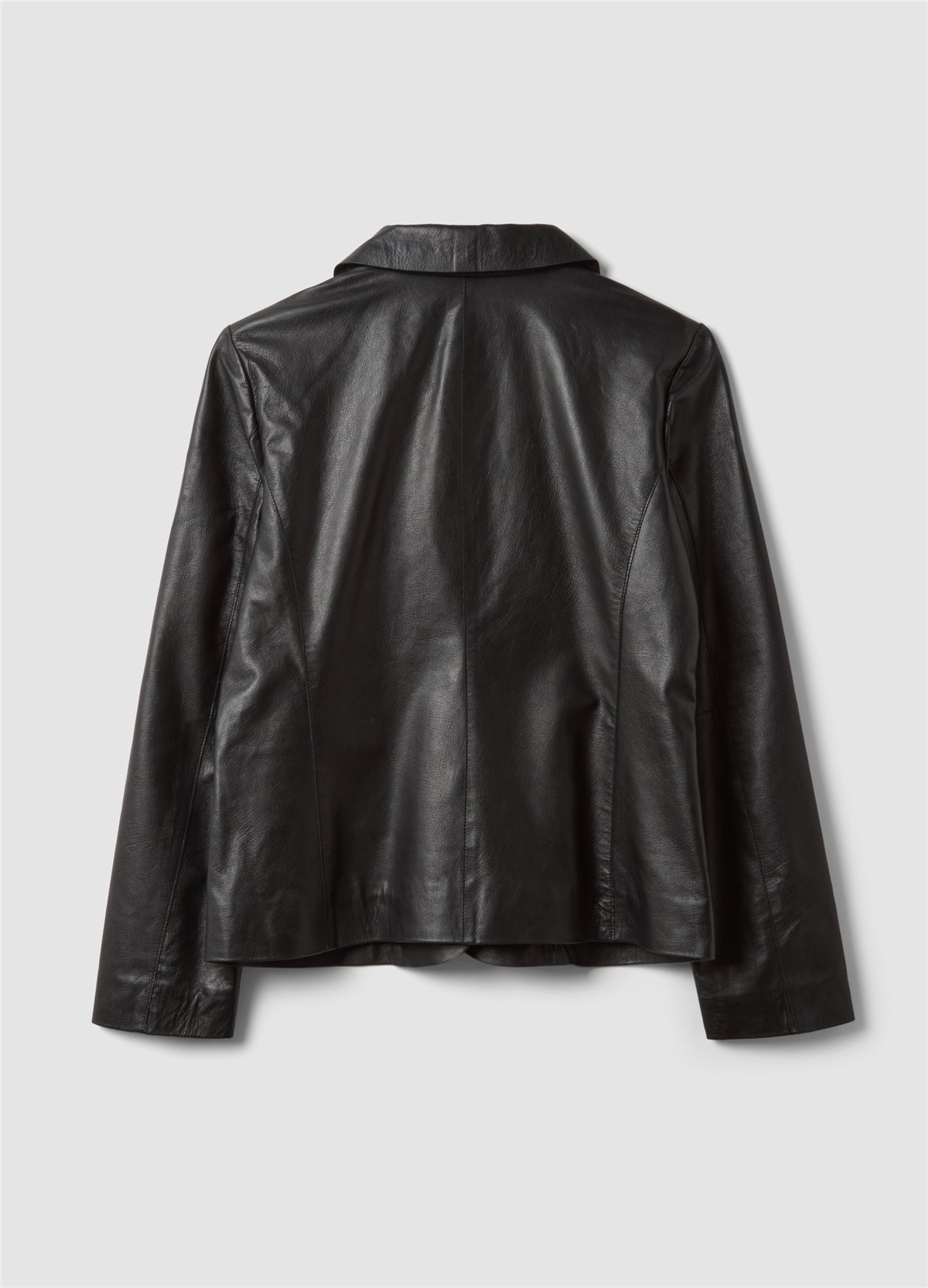 Siyah Hakiki Deri Klasik Yaka Regular Fit Blazer Ceket