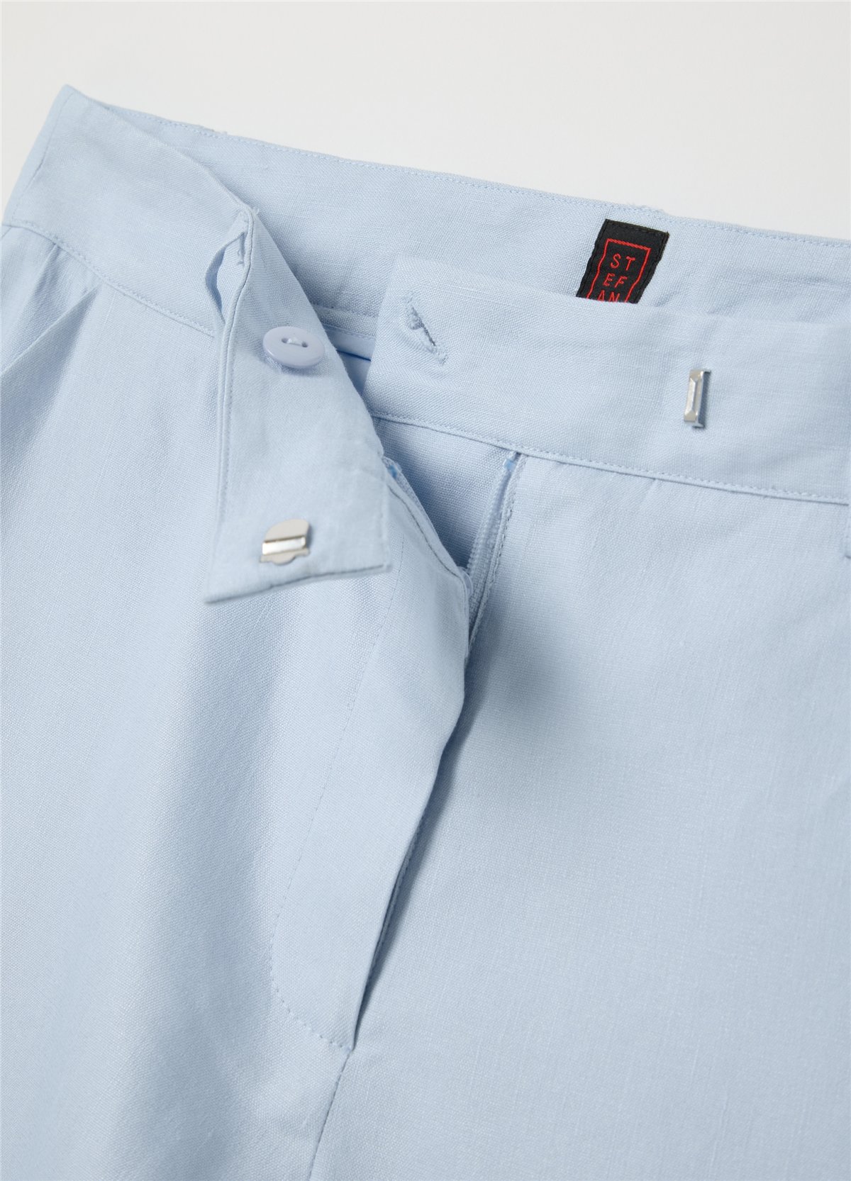 Stretch Keten ve Viskon Mavi Slim Fit Pantolon