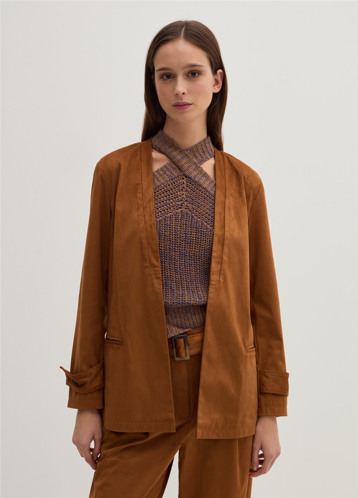 Süet Açık Model Kahverengi Blazer Ceket