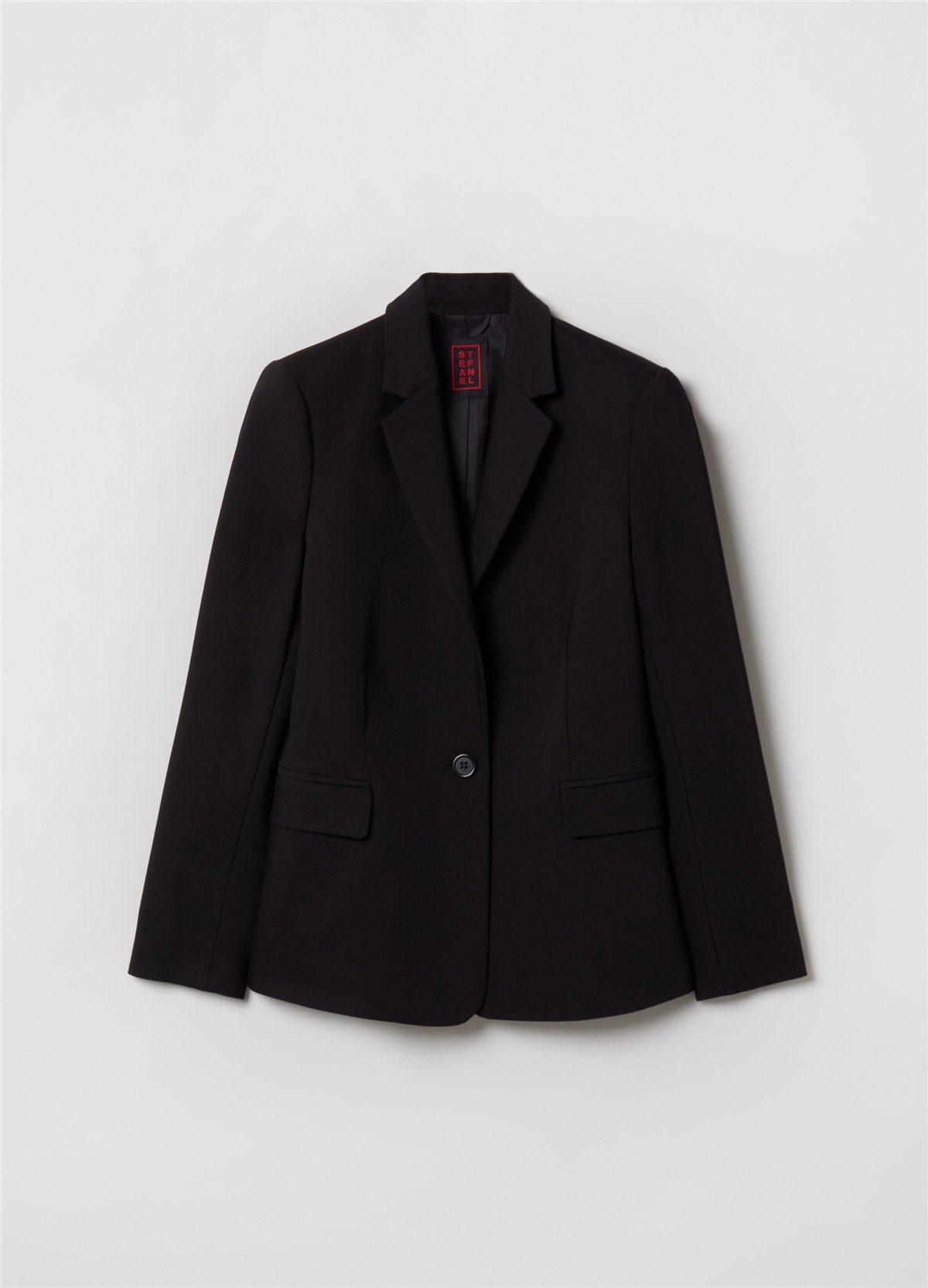 Tek Renkli Tek Sıra Düğmeli Siyah Blazer