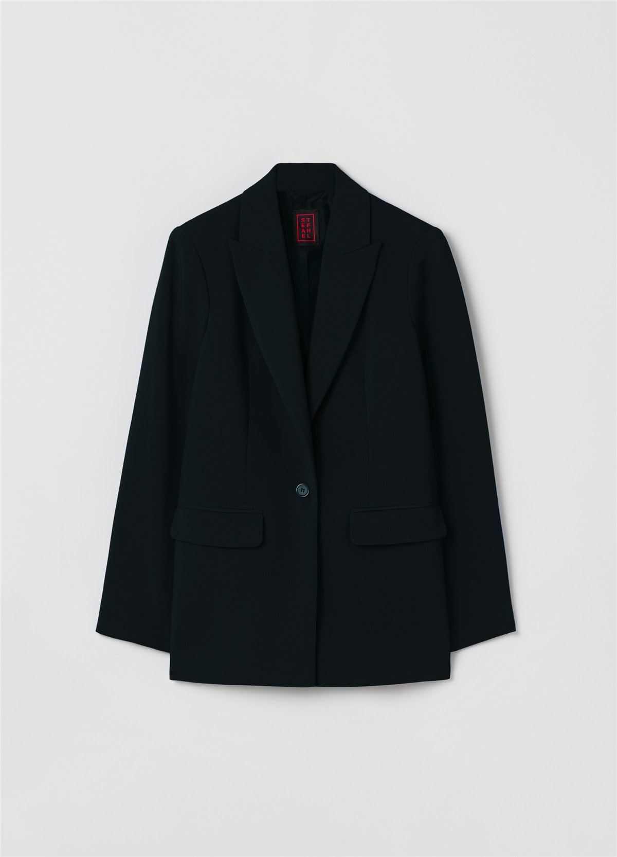 Tek Sıra Düğmeli Düz Kesim Siyah Blazer Ceket