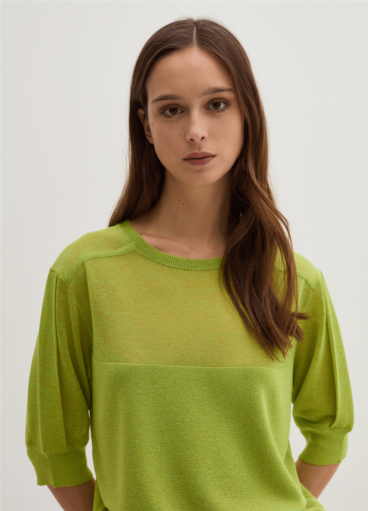 Transparan Görünümlü Oversize Yeşil Bluz