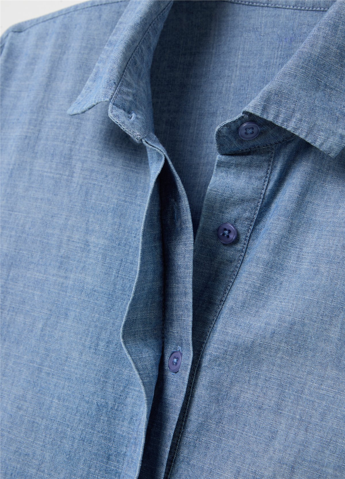 Uzun Akışkan Denim Gömlek Elbise