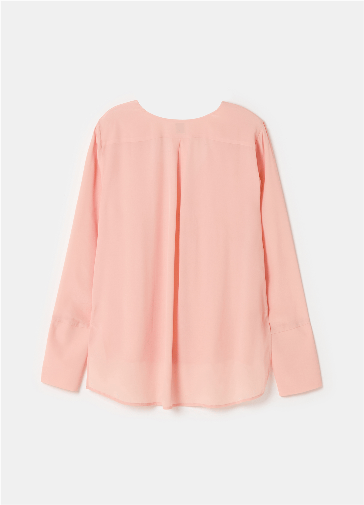 V Yaka Crêpe De Chine Pembe Bluz