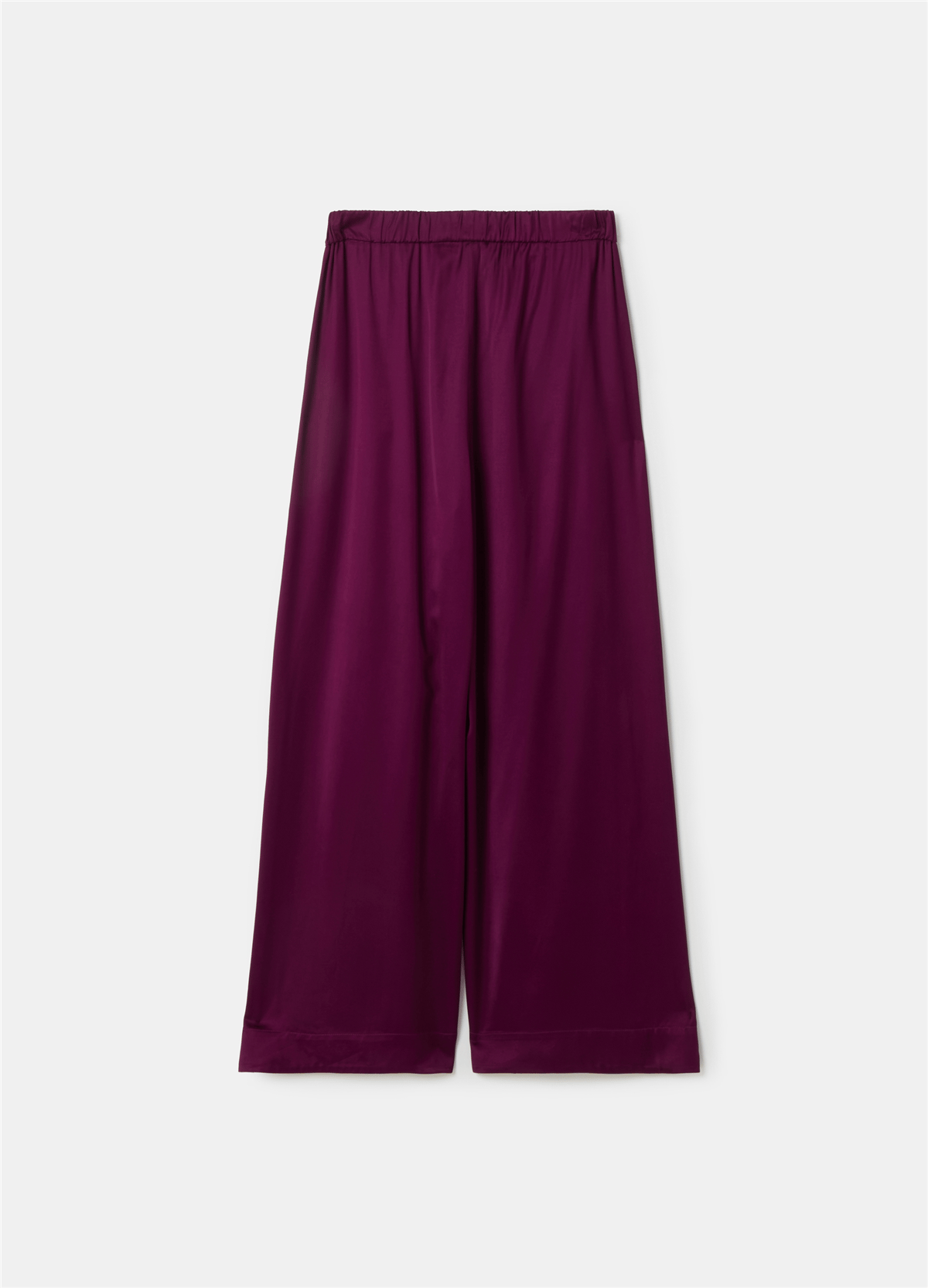 Viskon Saten Bol Paçalı Mor Pantolon