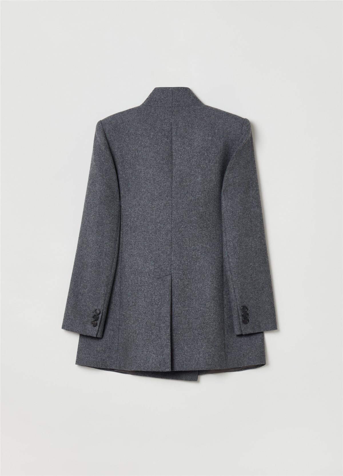 Yakasız Kruvaze Gri Blazer
