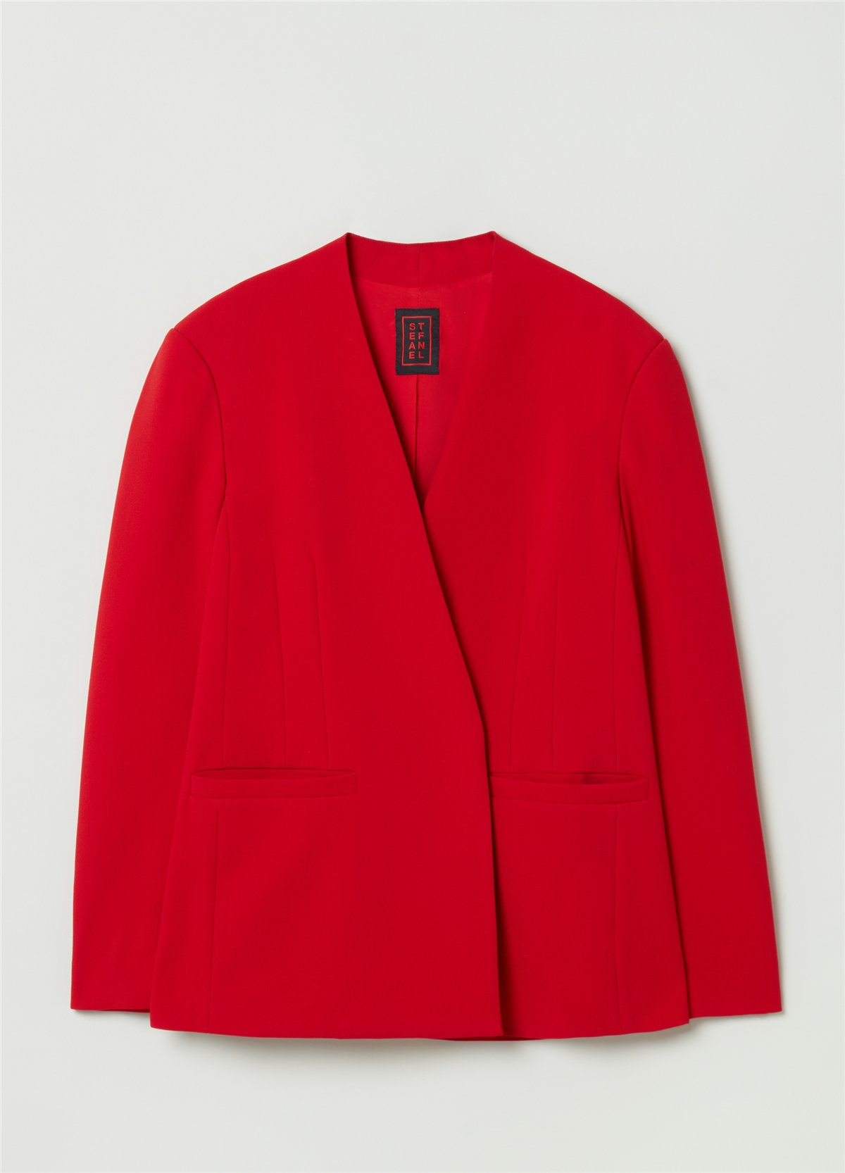 Yan Yırtmaçlı Kırmızı Kruvaze Blazer