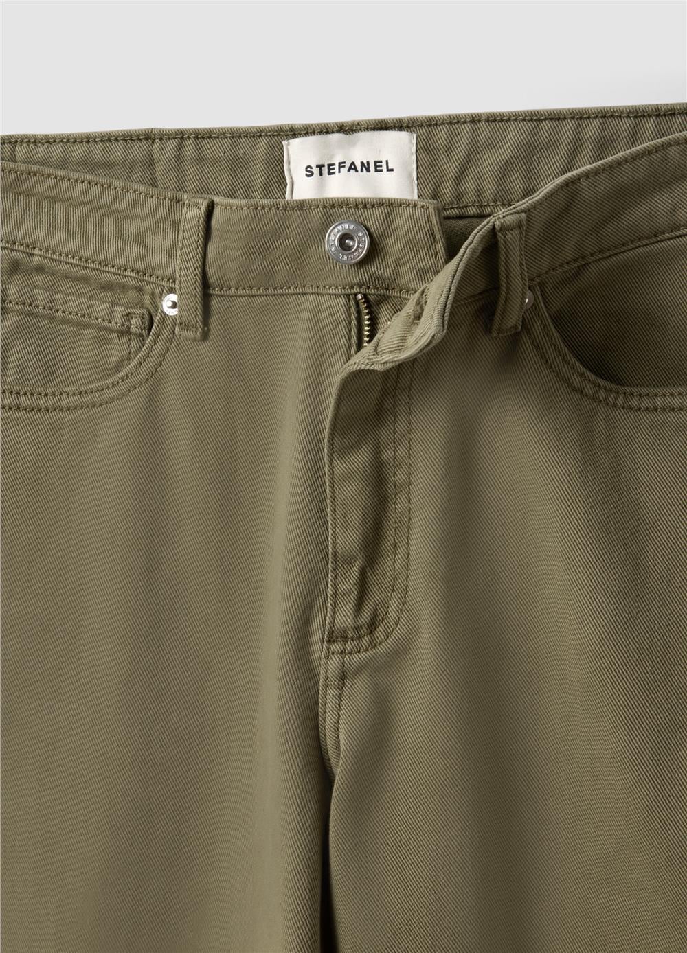 Yeşil Regular Kesimli İspanyol Paça Saf Denim Kot Pantolon