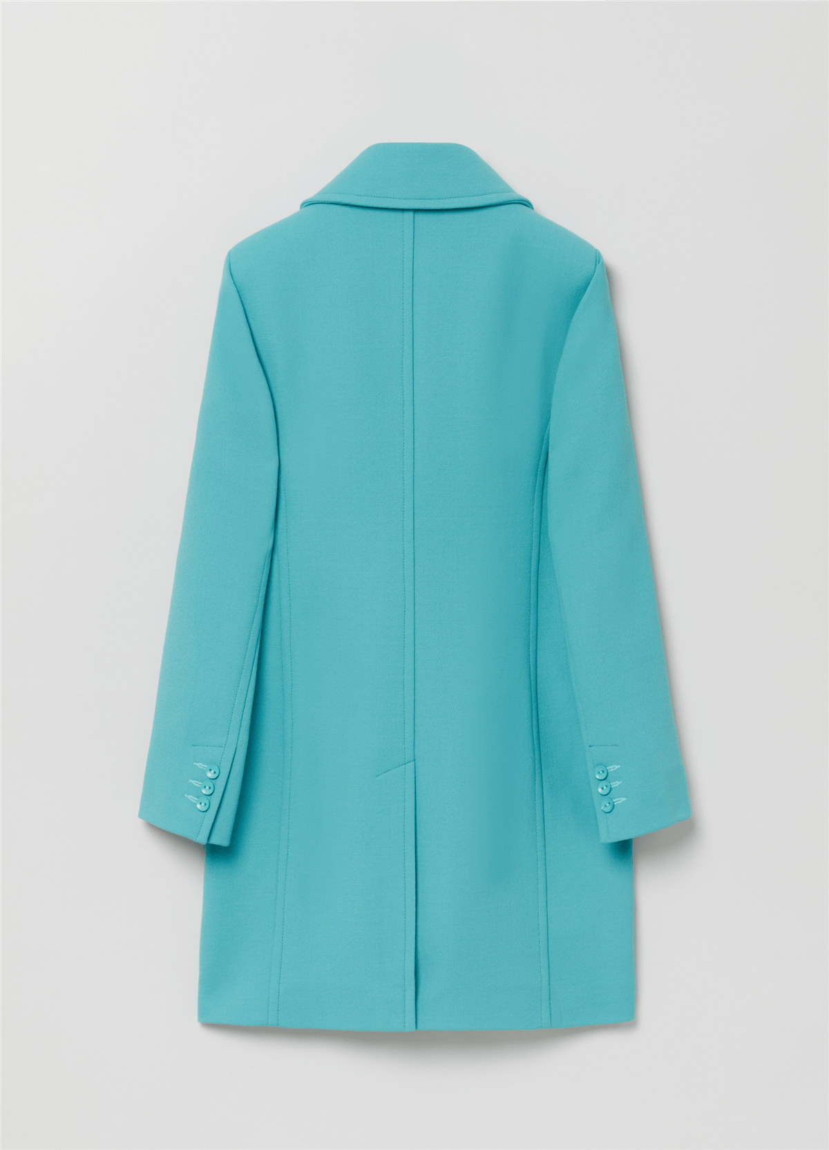 Yün Karışımlı Üç Çeyrek Boy Turkuaz Kaban