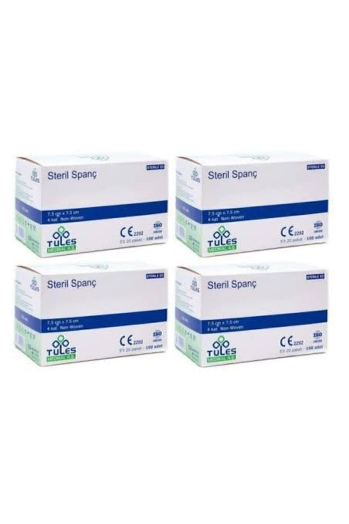 Tules Steril Spanç 100lü 7.5cmx7.5cm Gazlı Bez 4 Kutu