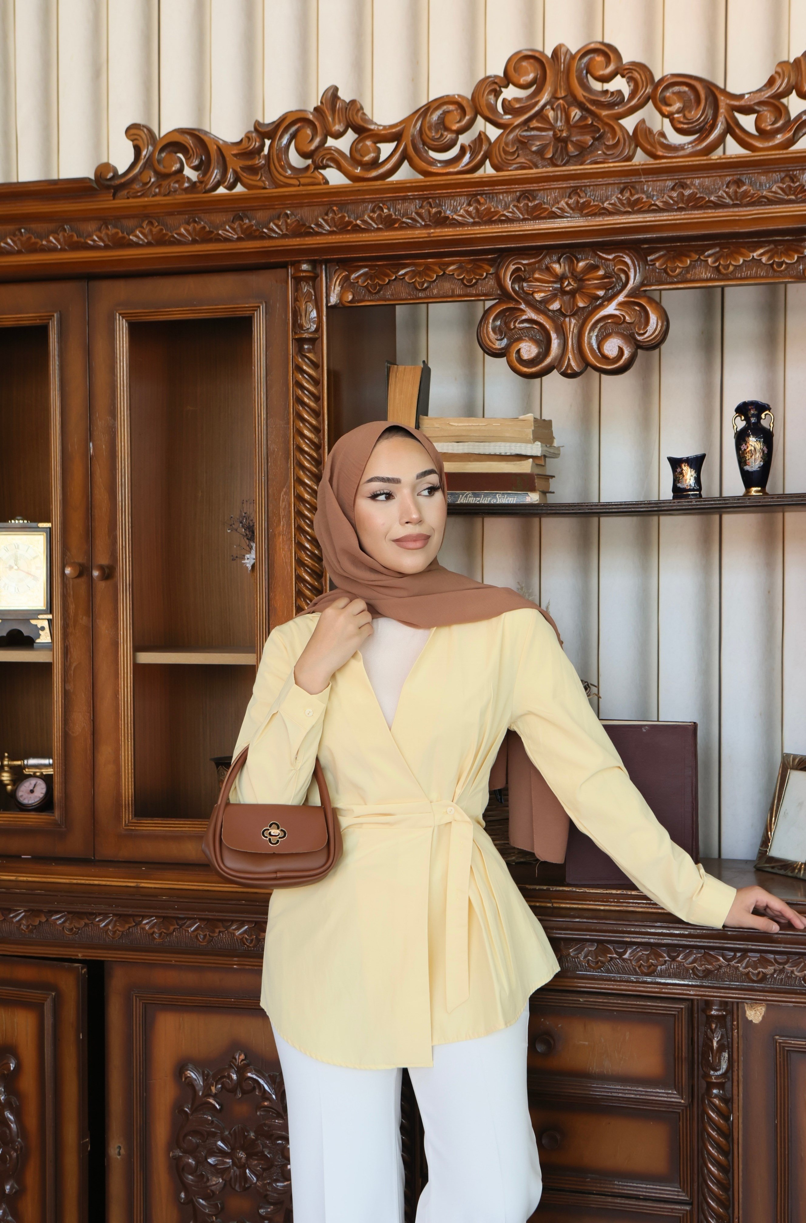 Kruvaze Bağlamalı Poplin Gömlek - Bebe mavi
