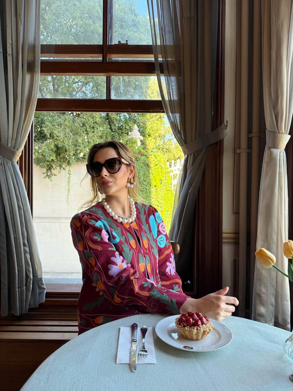 NAKIŞ TASARIMLI BORDO CEKET