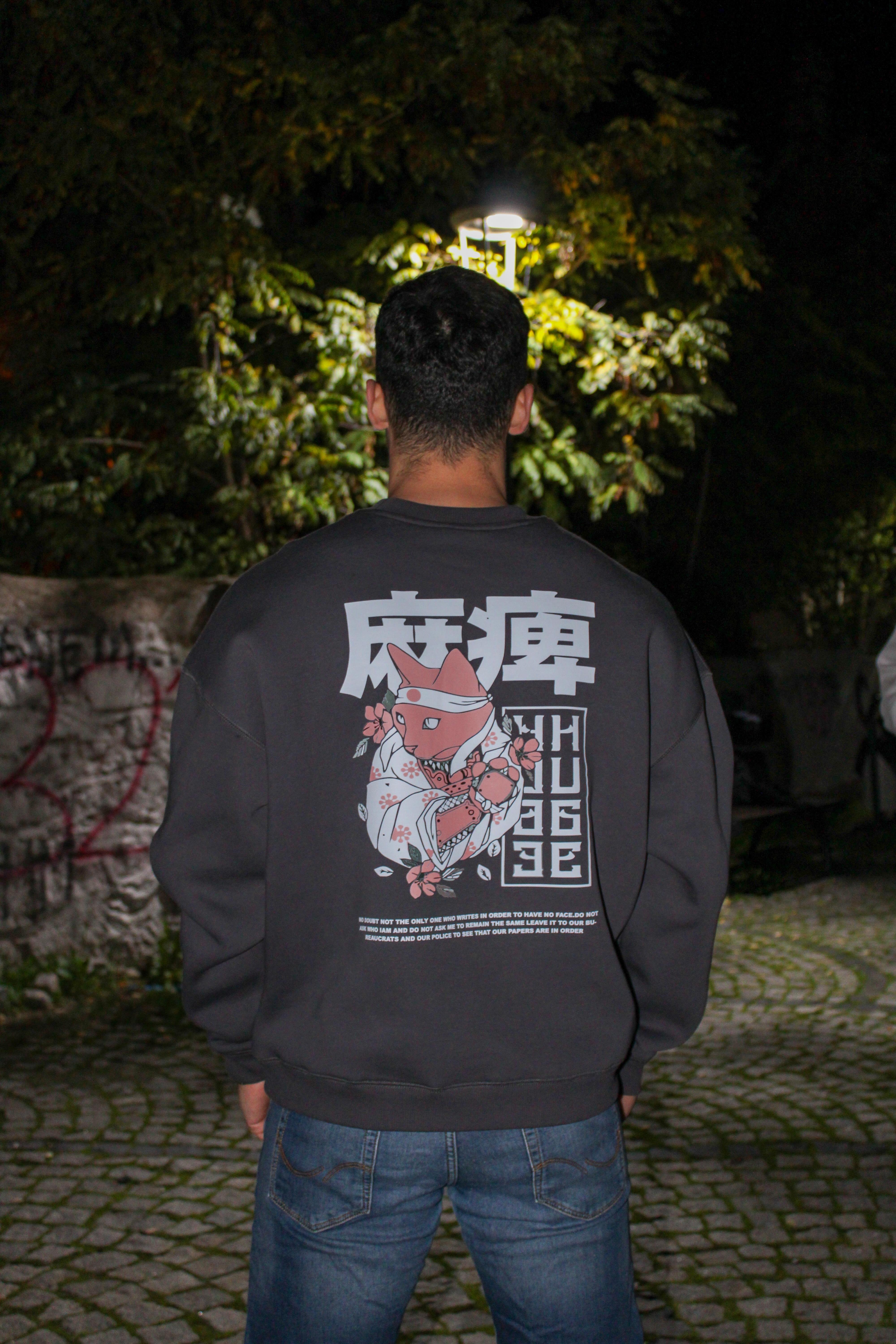 Kedi Oversize Erkek Sweat