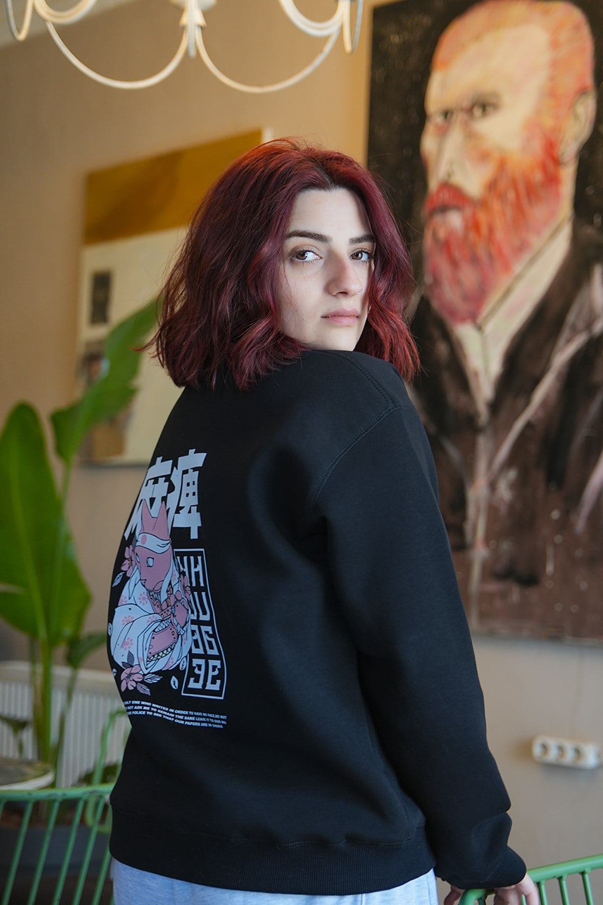 Kedi Oversize Kadın Sweat